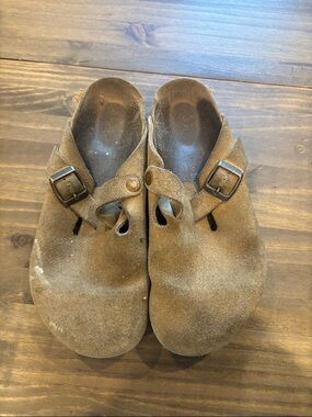 Birkenstock Suede Clog Mules in Brown